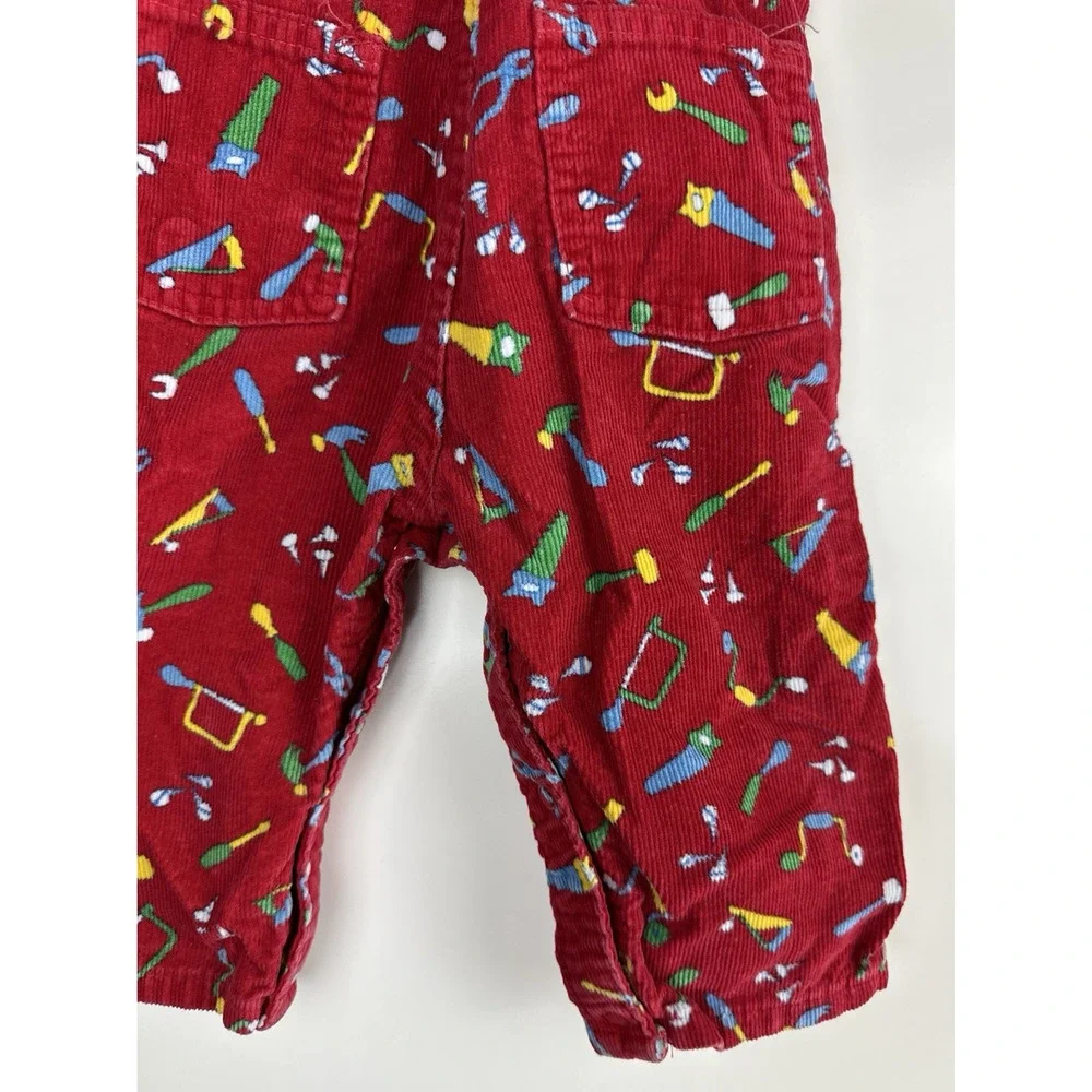 Vintage OshKosh B'Gosh Bib Overalls Red Corduroy Toolbox Tools USA Made 18 Month - Picture 3 of 16